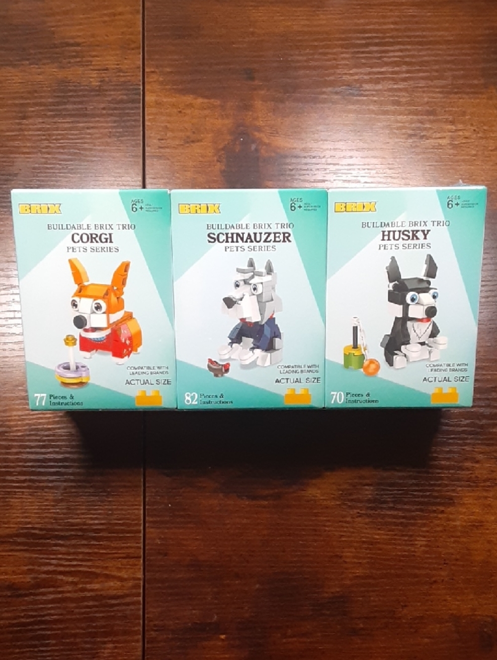 Buildable Brix Trio Pets Series - Corgi, Schnauzer, Husky